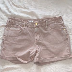light pink jean shorts